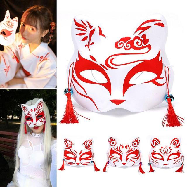 Kitsune Mask For Halloween Costume Japanese Cute Fox Cosplay Kabuki Masks  Anime Masquerade Ball Party Cat Half Mask Christmas - AliExpress